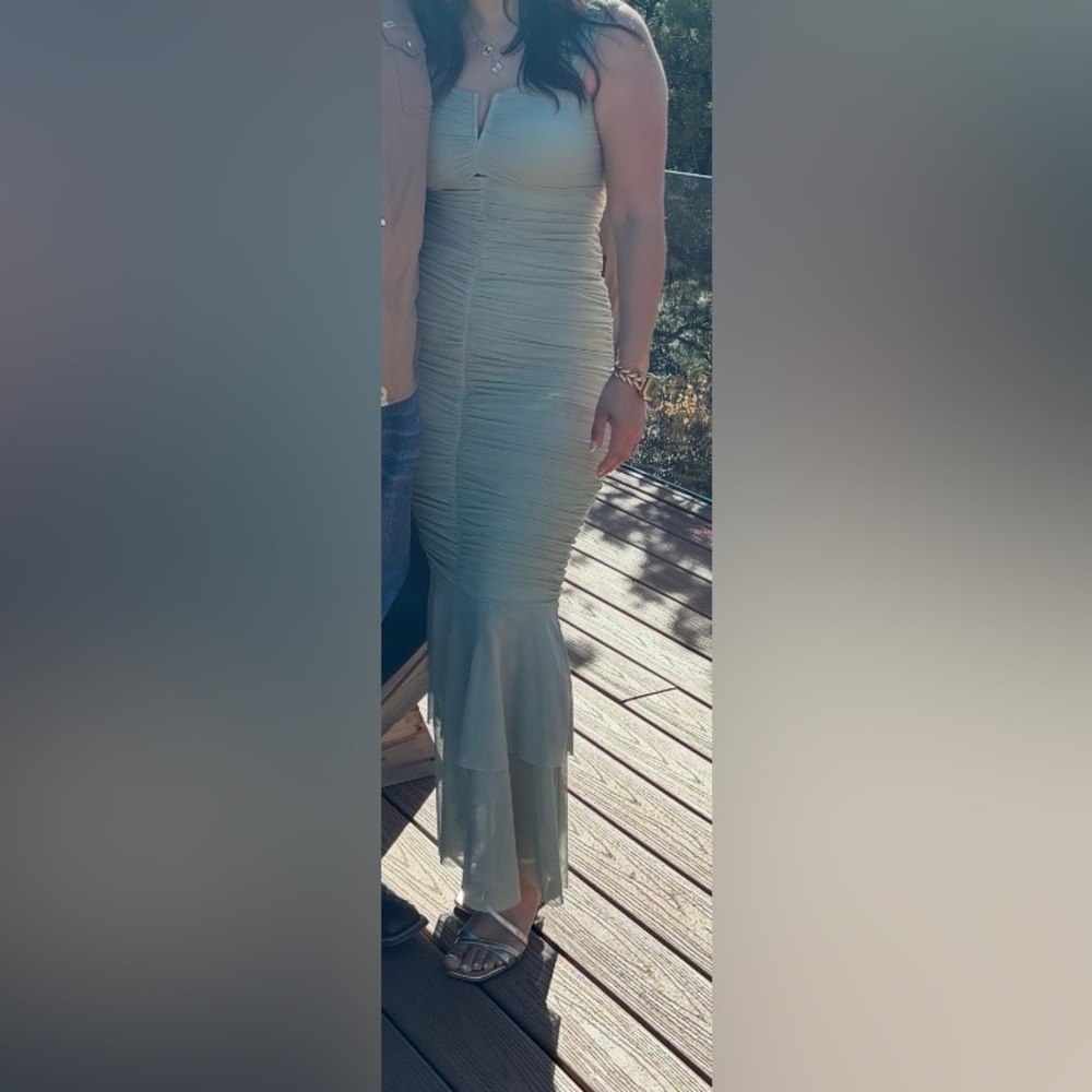 Light Green Ruched Maxi Dress